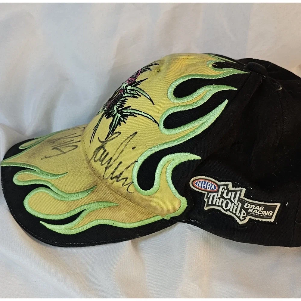 NHRA Nitro Fish Full Throttle Drag Racing Cap Flames Signed Kenny Koretsky & Mor